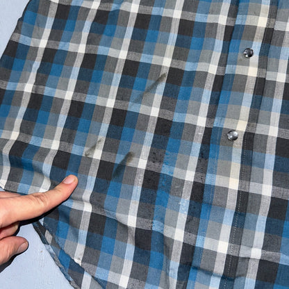 Levis VTG 1980s Pearl Snap Button Shirt Mens L Plaid 80s Cowboy Shirt Korea LS