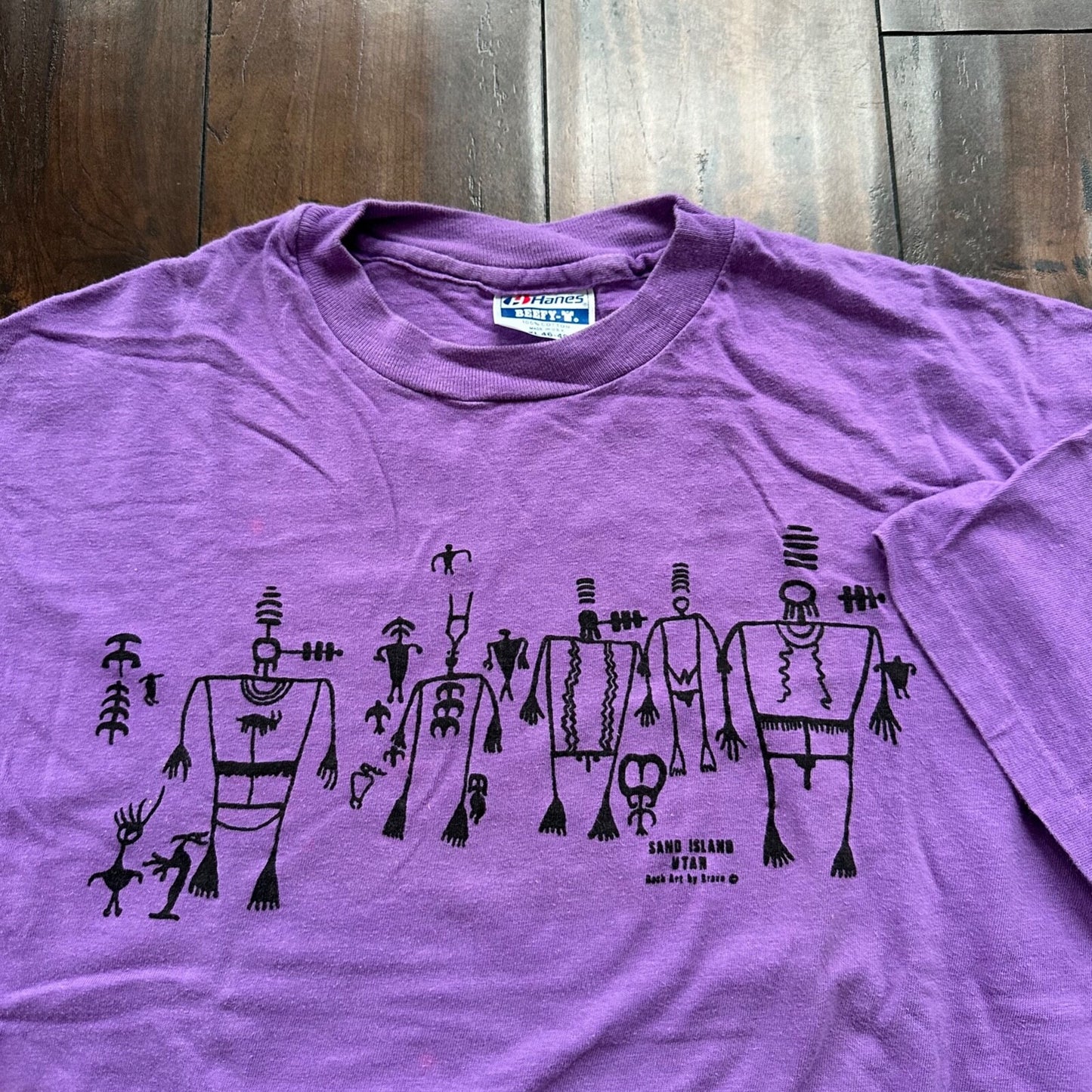 Sand Island Hanes XL Beefy Vintage T Shirt 80s 1980s Purple Skater Hipster