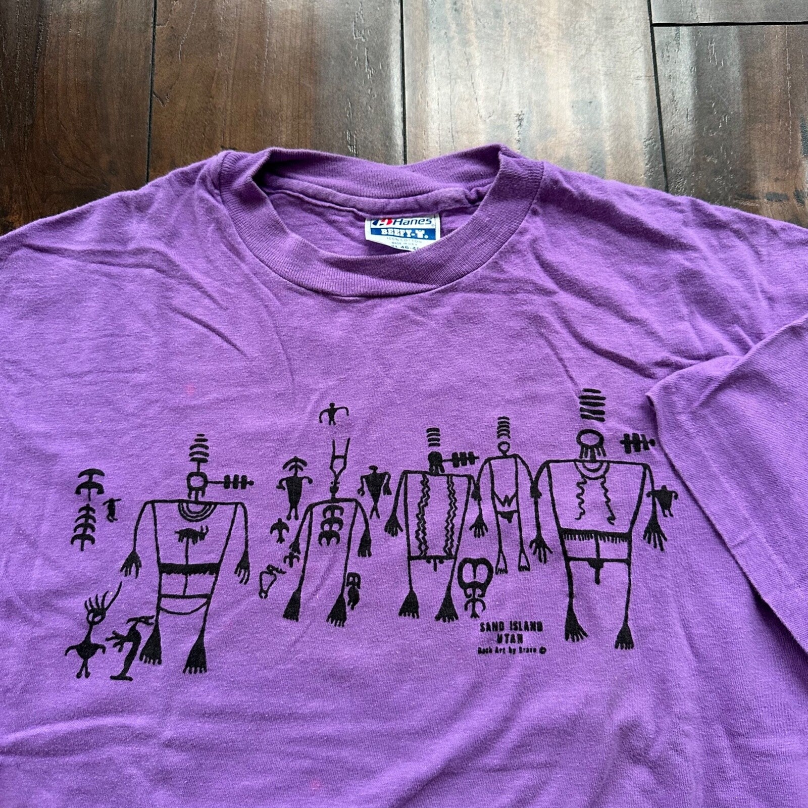 Sand Island Hanes XL Beefy Vintage T Shirt 80s 1980s Purple Skater Hipster