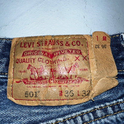 Levis 501 Vintage 90s Mexico Straight Leg Jeans 36x32 Y2K Med Wash Act 34x30