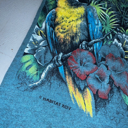 Vintage 90s Rainforest Cafe T Shirt Small Blue AOP All Over Print USA Made Rare