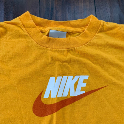 Nike Swoosh Vintage T Shirt Gold Yellow Y2K Simple Basic Cool Rap Style Tee 90s 