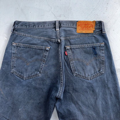 Levis 501 Vintage 90s USA XX Straight Leg Jeans Blue Overdyed 33x30 Act 32x29