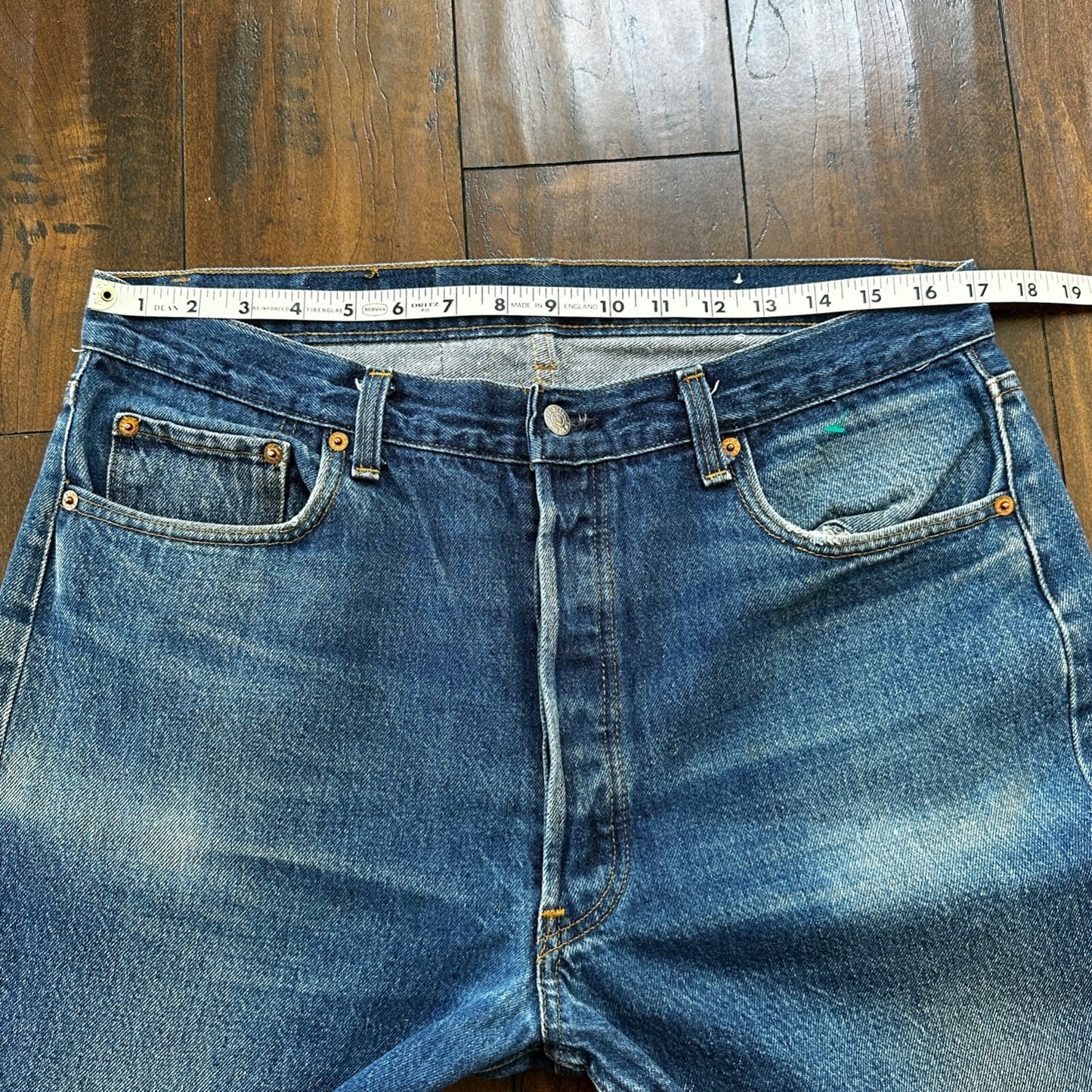 VTG 80s Levis 501 Button Fly 38x36 USA Tag Jeans Straight Wash Blue XX Act 34x31