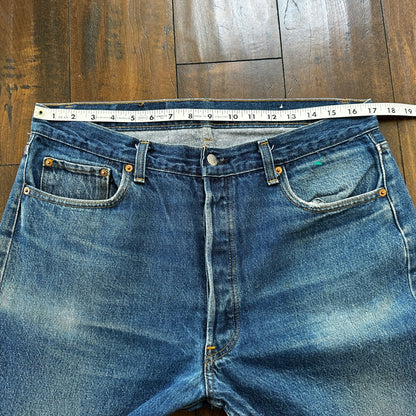 VTG 80s Levis 501 Button Fly 38x36 USA Tag Jeans Straight Wash Blue XX Act 34x31