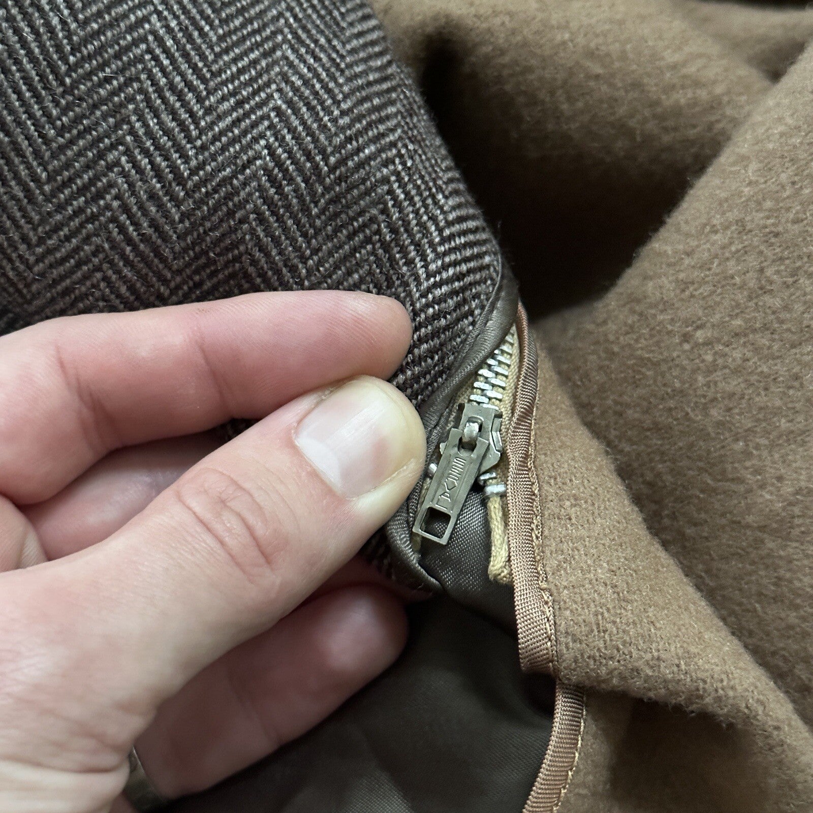 VTG 1960s Barron Anderson Herringbone Wool Overcoat USA Rockabilly 60s Lined