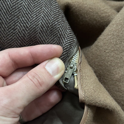 VTG 1960s Barron Anderson Herringbone Wool Overcoat USA Rockabilly 60s Lined