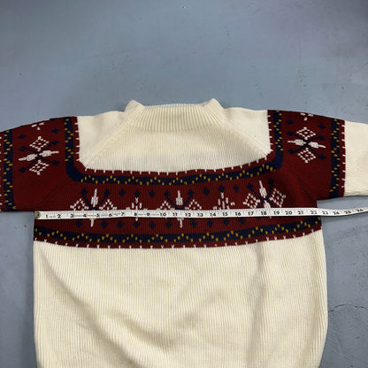 VTG 70s JC Penney Retro Mens Large Nordic Snowflake Ski Sweater White Holiday