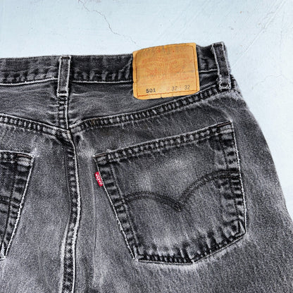 Levis 501 Vintage 90s USA XX Straight Leg Jeans Black Med Wash 32x32 Act 30x30
