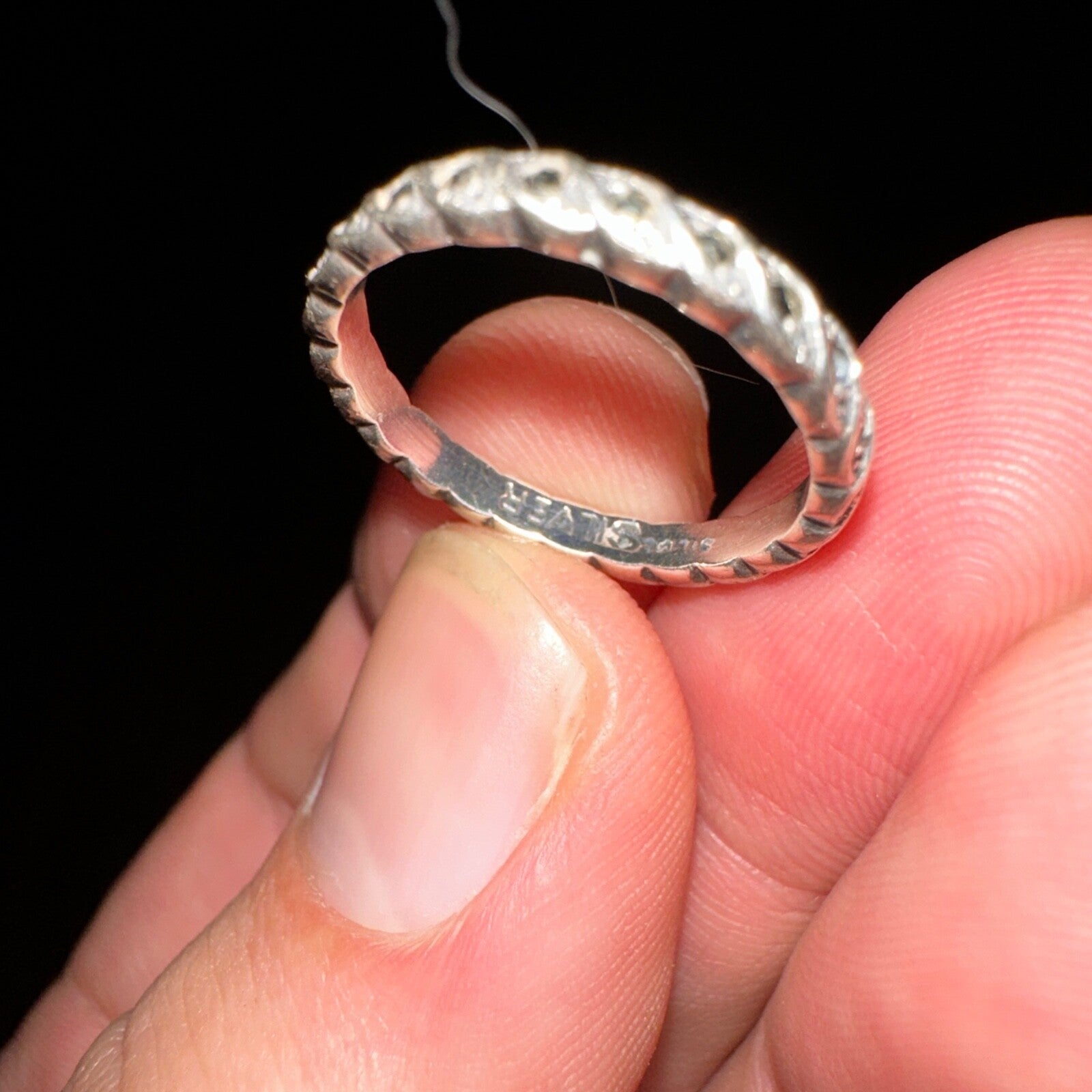 VTG Forget Me Not Sterling Silver??? Wedding ANNIVERSARY Band Ring Cute