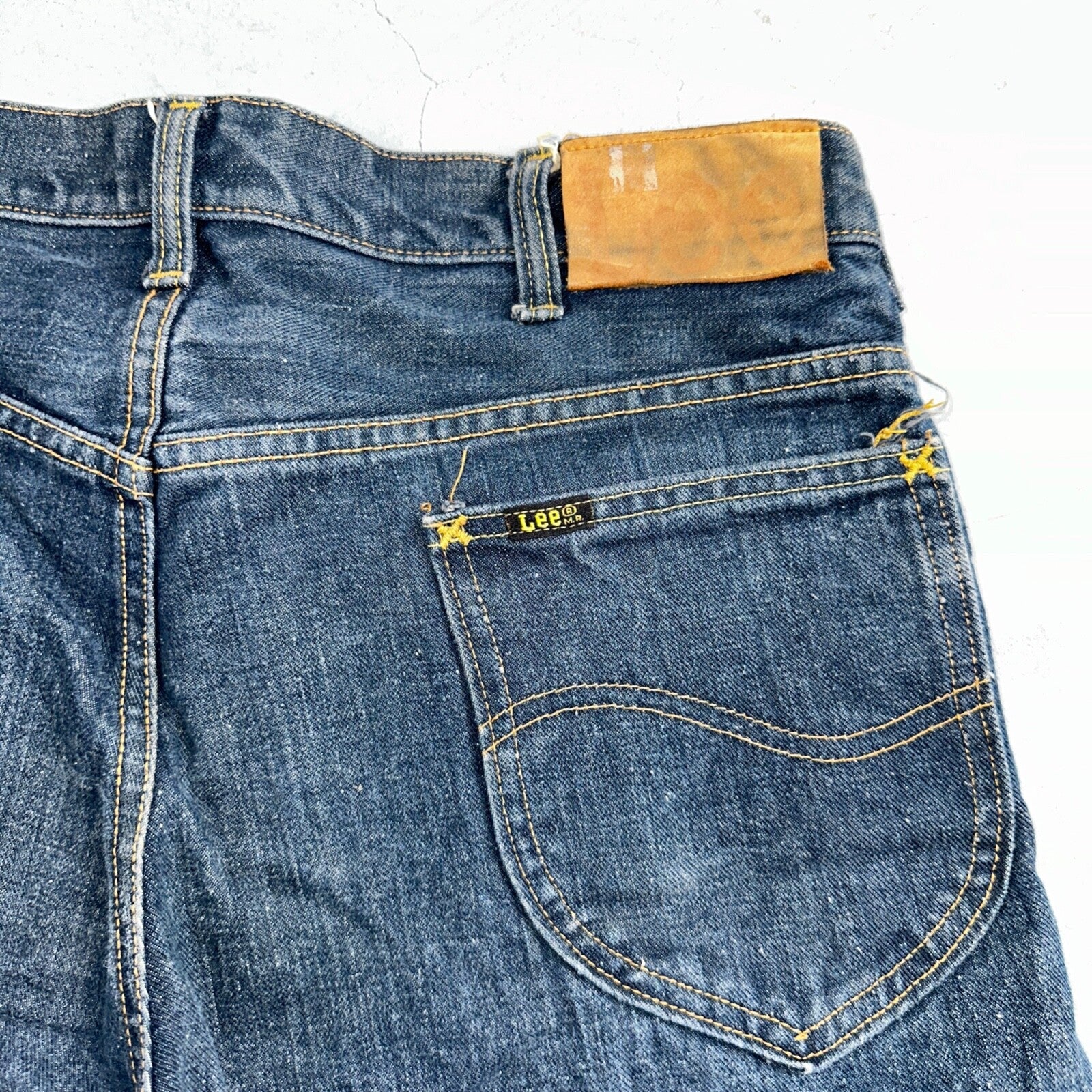 Lee VTG 70s Riders Denim Boot Cut Flare Jeans USA 33x35 Dark Wash Cowboy 1970s