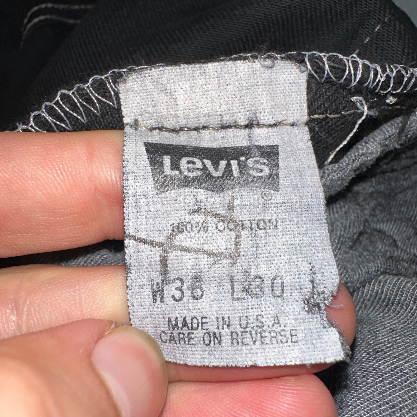 Levis 501 Vintage 90s XX Straight Leg Jeans Black Overdye Wash 36x30 Act 34x29