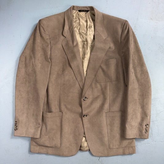 VTG Ultra Suede Blazer Men 42 Sports Coat 2 Button Western Beige Brown
