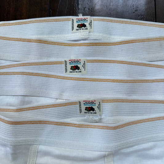 FOTL Briefs Men Size 34 White Cotton Stripes 3 Pair VTG USA Lot 1970s 70s M
