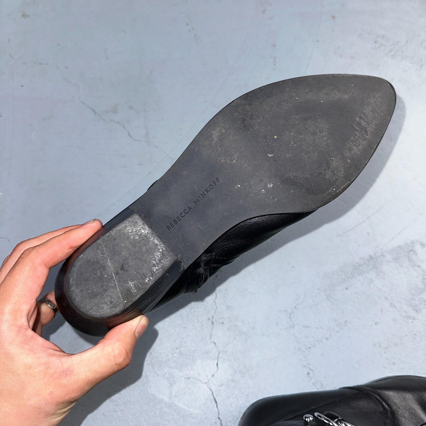 Rebecca Minkoff Boots Kichi Pointed Toe Bootie Black Leather Size 9.5