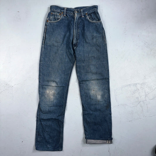 Levis 701 Big E Vintage 50s Redline Hidden Rivets USA 1950s Jeans 501 Act 26x29