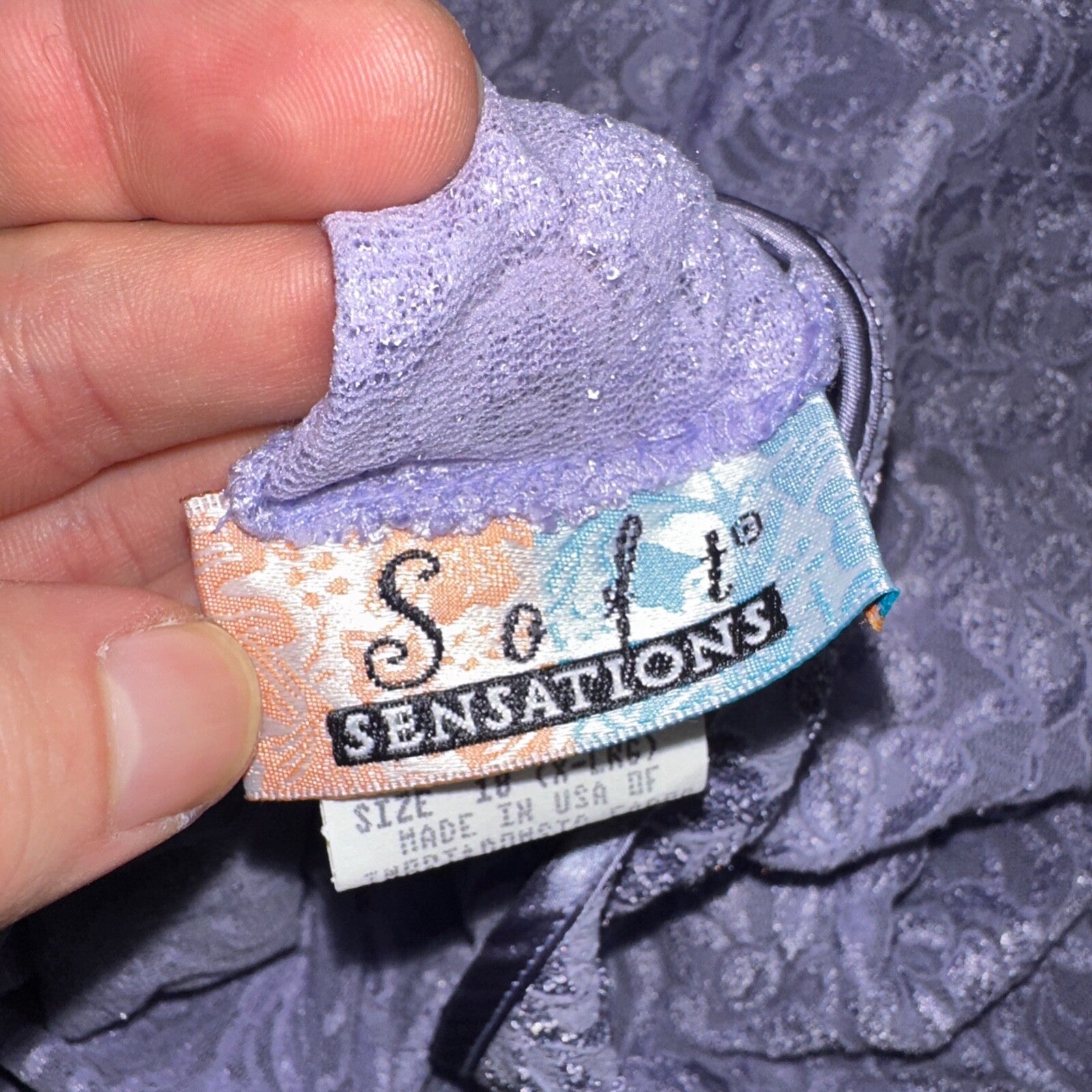 Soft Sensations 80s VTG Women's Lace Trim Satin Mini Slip Lingerie Dress Purple