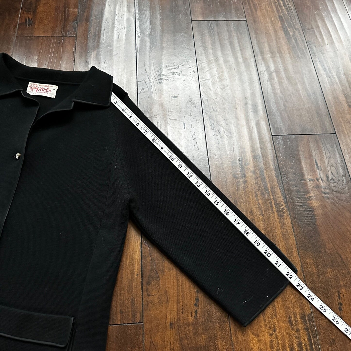 1960’s VTG Wool Cardigan Coltalia Imports Black Women’s Rockabilly 60s Skirt