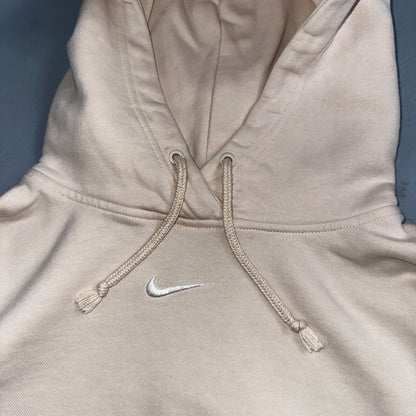 Nike Sweatshirt Womens XS Center Check Hoodie Beige White Tag Swoosh Stained