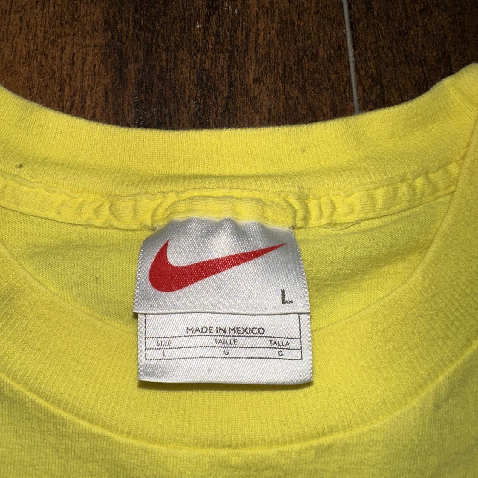 Nike Property Of No One Center Swoosh 90s Yellow Vintage T Shirt LGBTQ Hype Rap