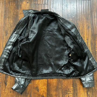 VTG 1950s Rockabilly Black Leather Talon Jacket Men 40 Zip 50s 60s 1960s Bike