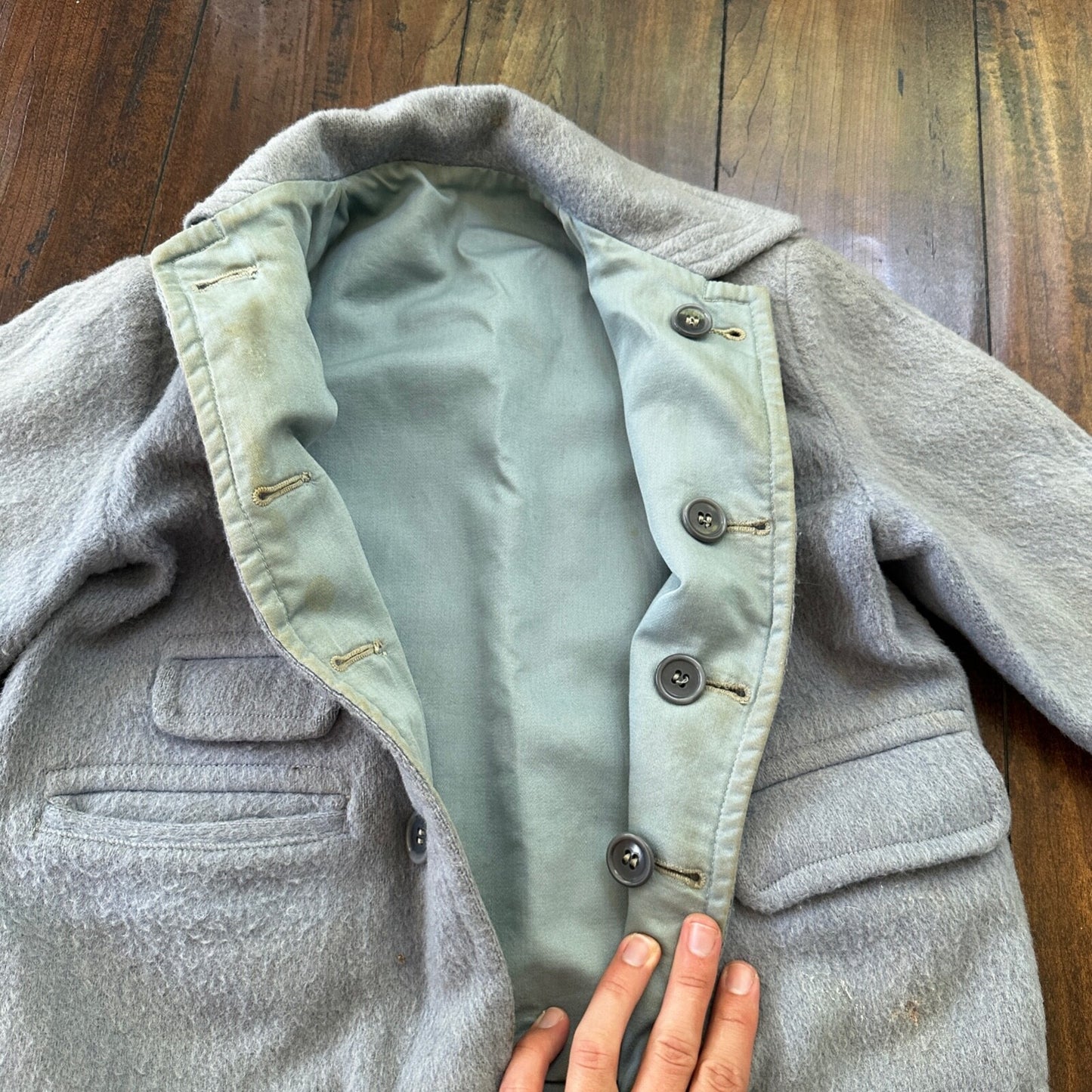 Vintage Boys Jacket Toddler Rockabilly 40s 50s Kids Baby Coat Blue Pocket Watch