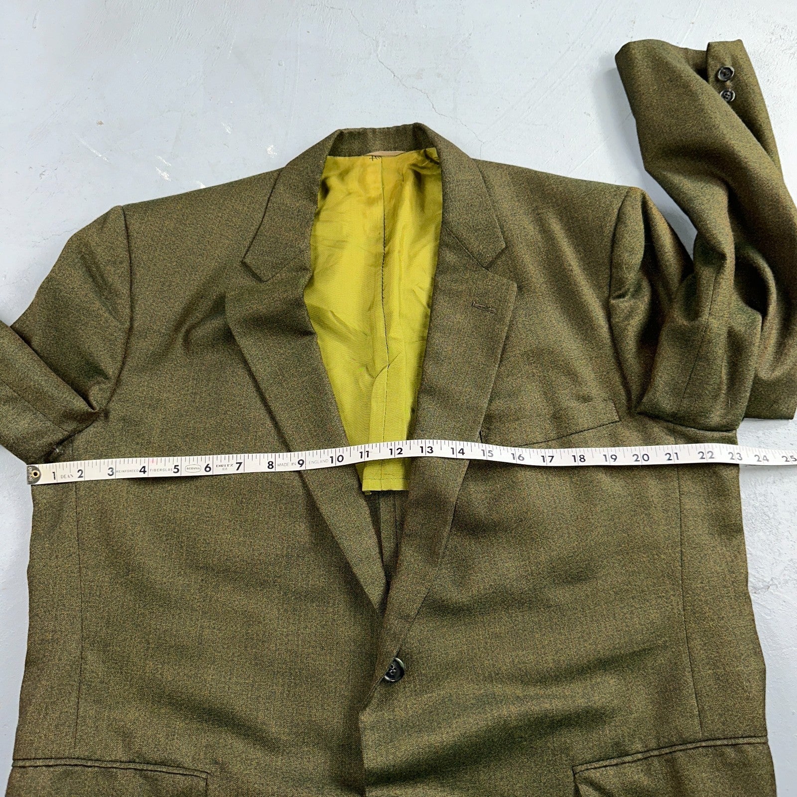 1960s Avocado Green Blazer Sport Coat Mens 44 Suit Jacket VTG Union 60s J&F