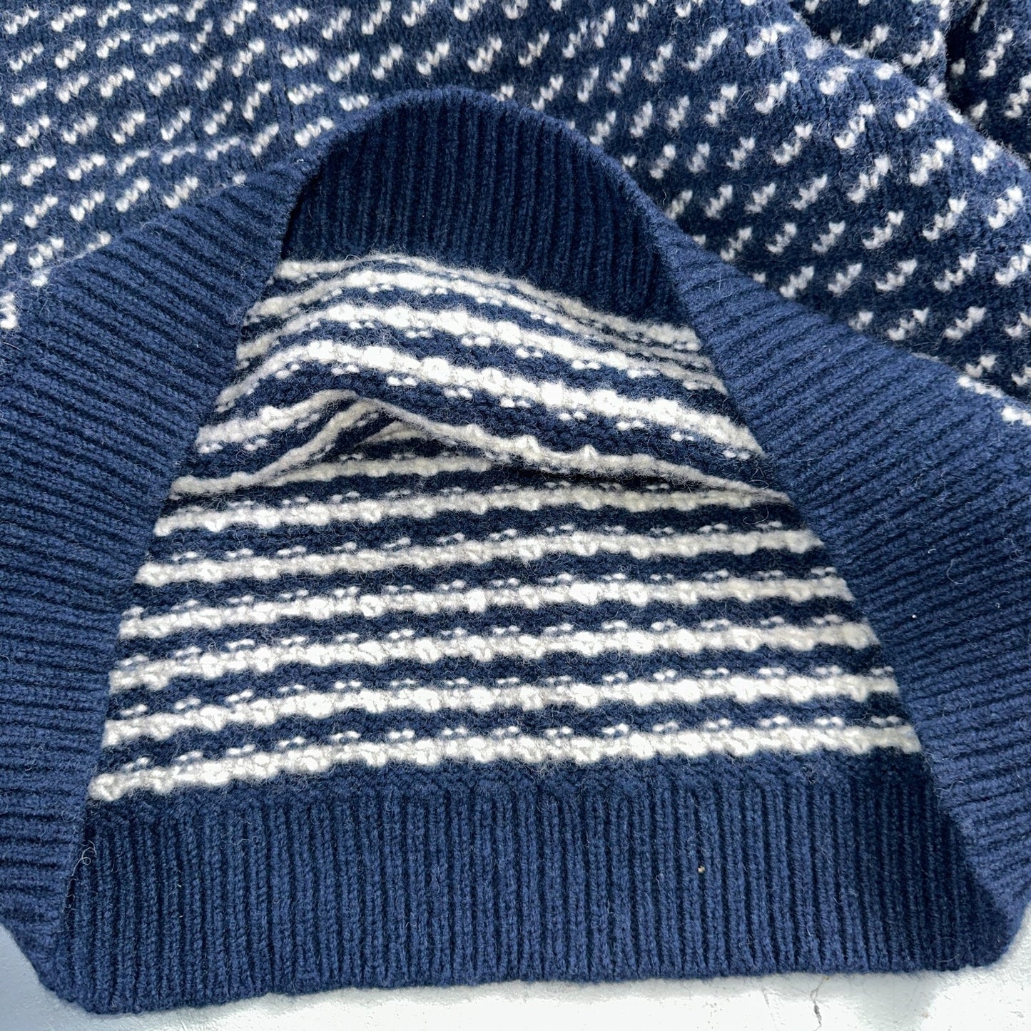 LL Bean VTG Sweater Mens 3XL Birdseye Norwegian Wool Fisherman Blue Heritage