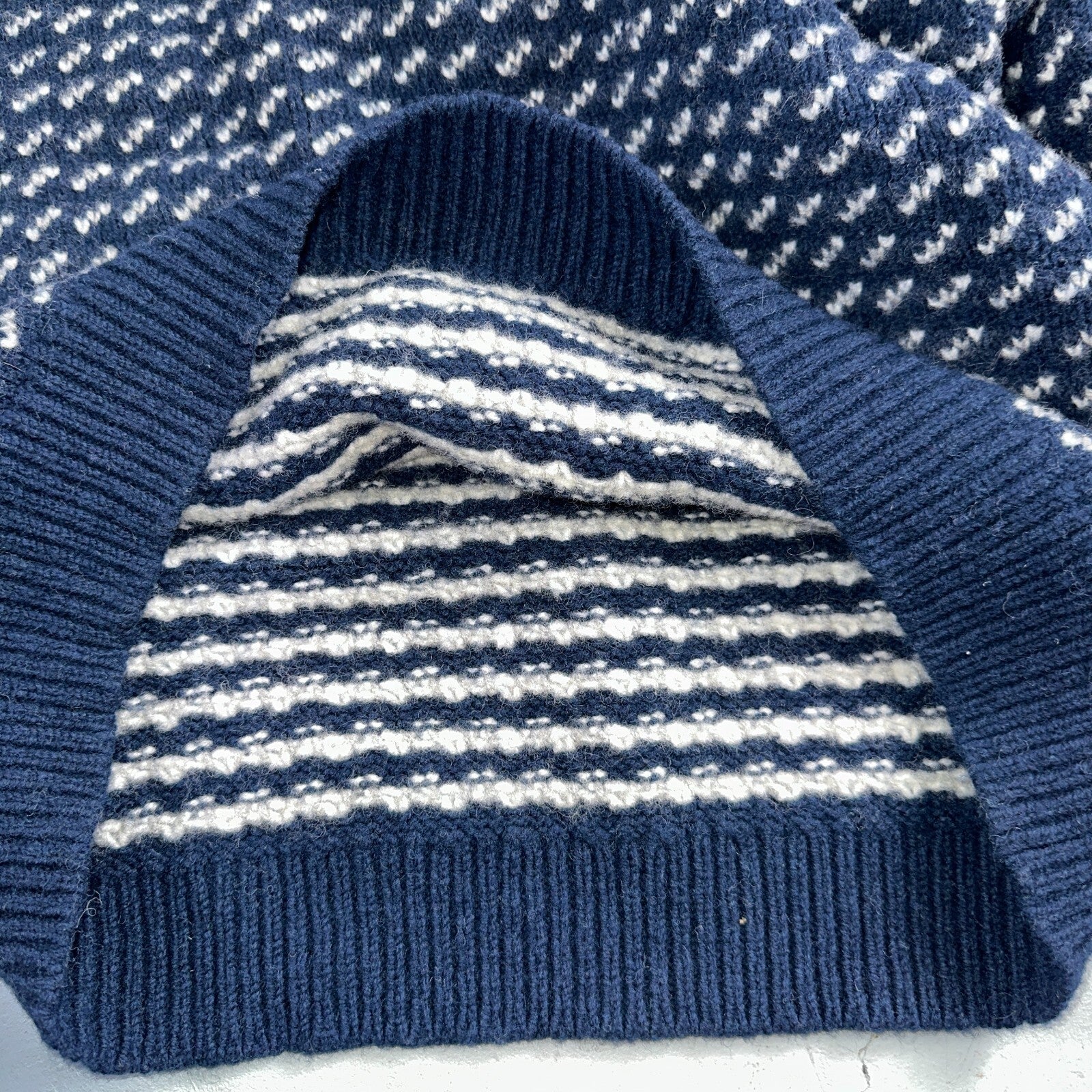 LL Bean VTG Sweater Mens 3XL Birdseye Norwegian Wool Fisherman Blue Heritage