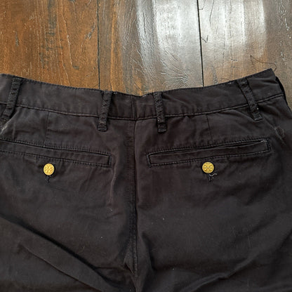 Tory Burch Women's Boyfriend Bermuda Chino Shorts Gold Button Navy Blue Size 29