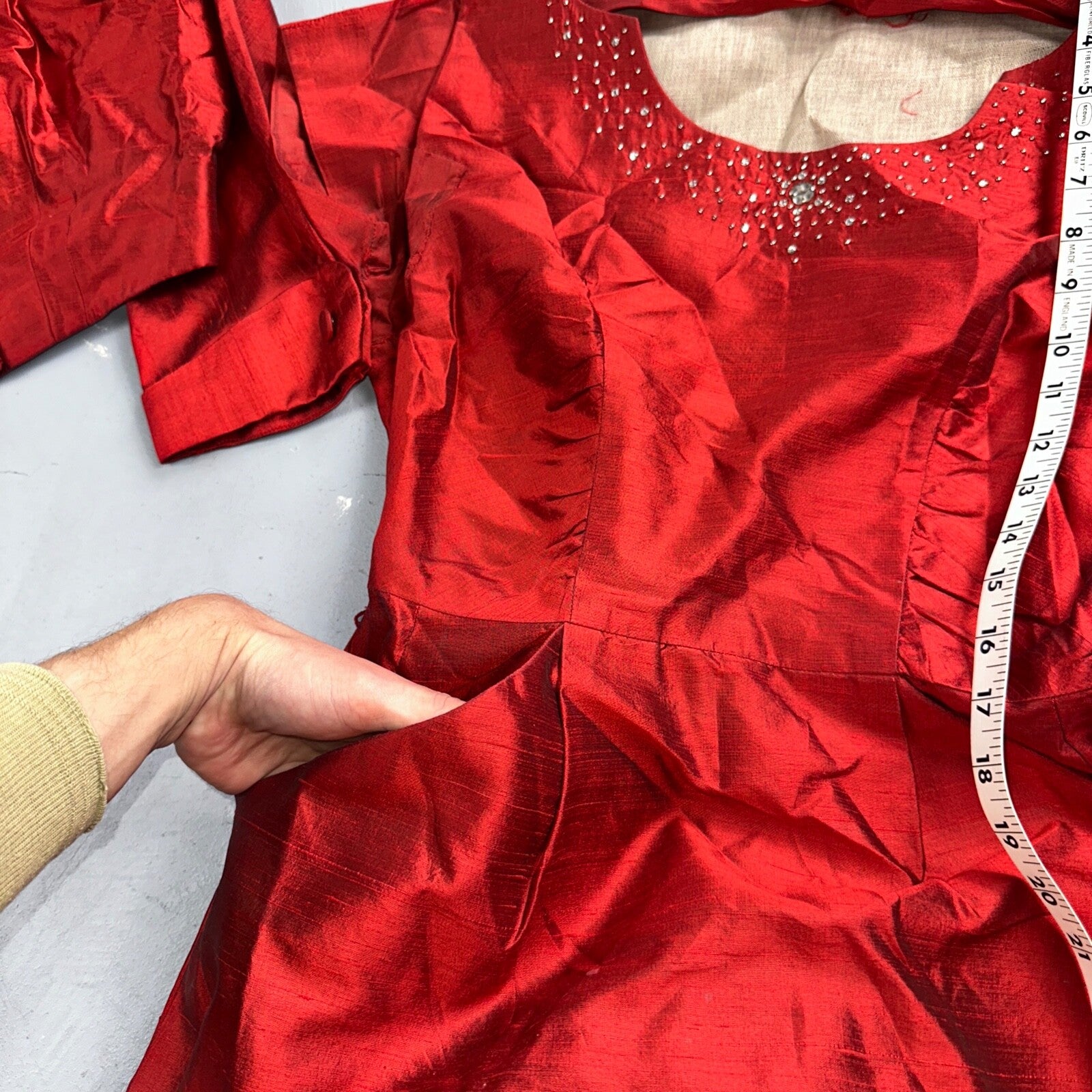 Real Vintage 1940s Lorayne Original Long Red Top Button Down Dress Women's 40s