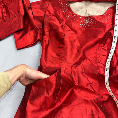 Real Vintage 1940s Lorayne Original Long Red Top Button Down Dress Women's 40s