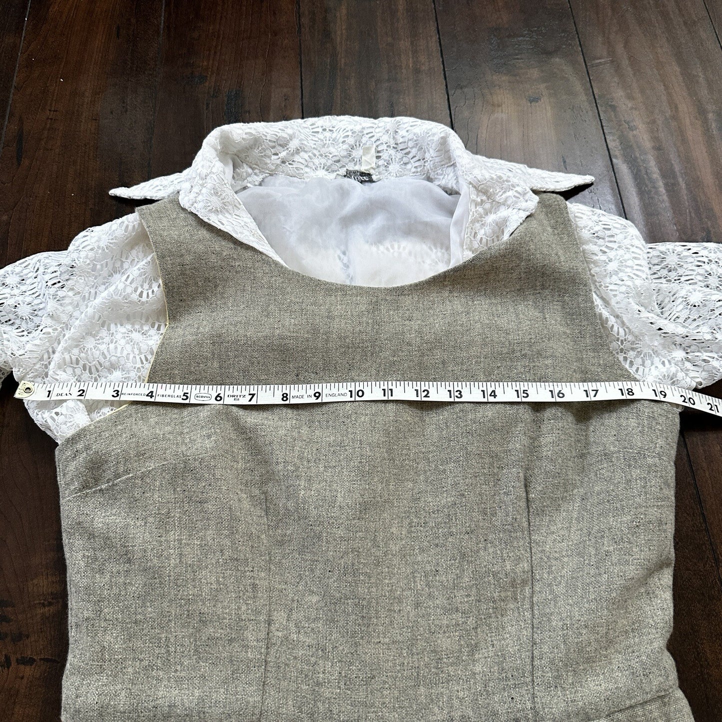 VTG USA Rockabilly Womens Dress Skirt 60s 50s Wedding Wool Floral Alice Lace