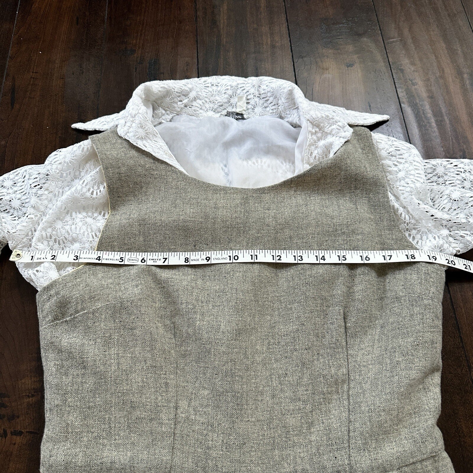 VTG USA Rockabilly Womens Dress Skirt 60s 50s Wedding Wool Floral Alice Lace