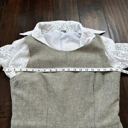 VTG USA Rockabilly Womens Dress Skirt 60s 50s Wedding Wool Floral Alice Lace