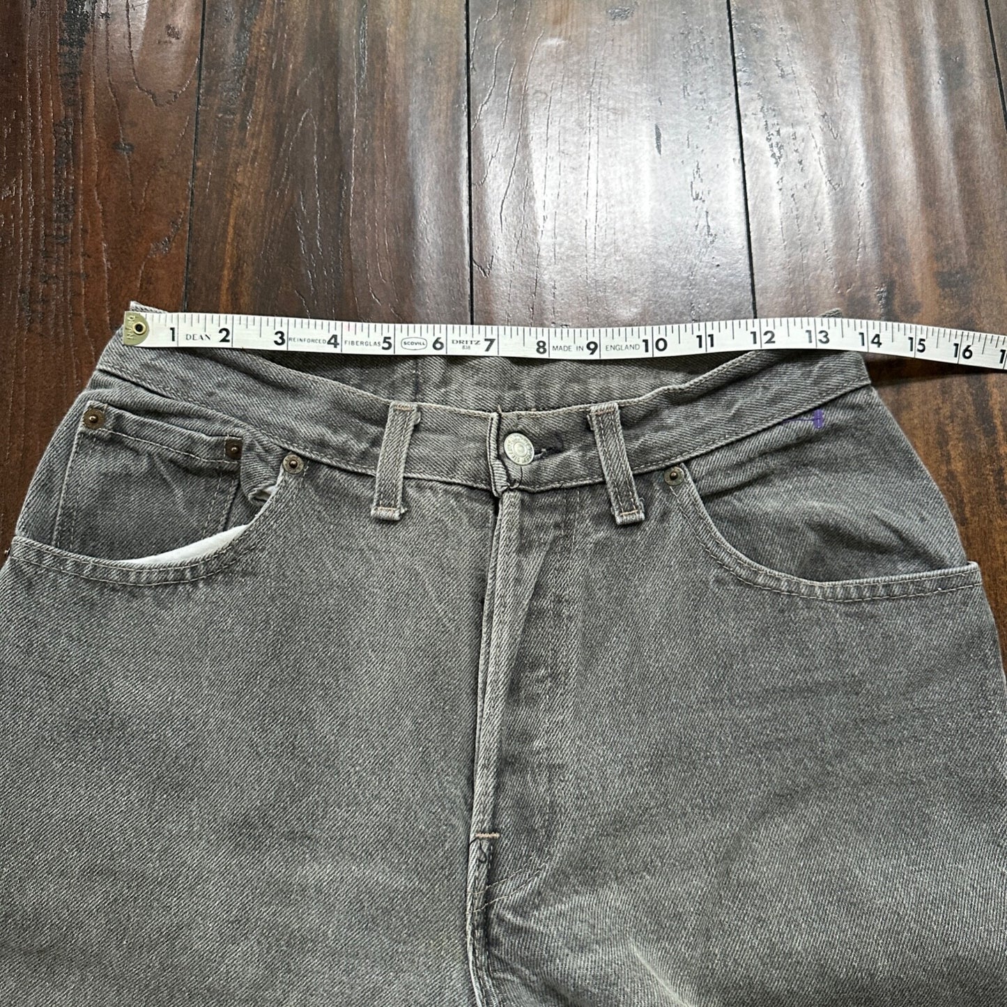 VTG 90s Levis 501 Button Fly 27x30 USA Tag Jeans Straight Wash Grey XX Act Faded