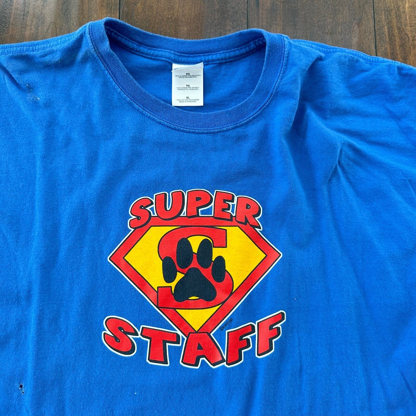 Super Staff Dog Print Superman Vintage T Shirt Marvel Blue Wolf Animals Love Rap