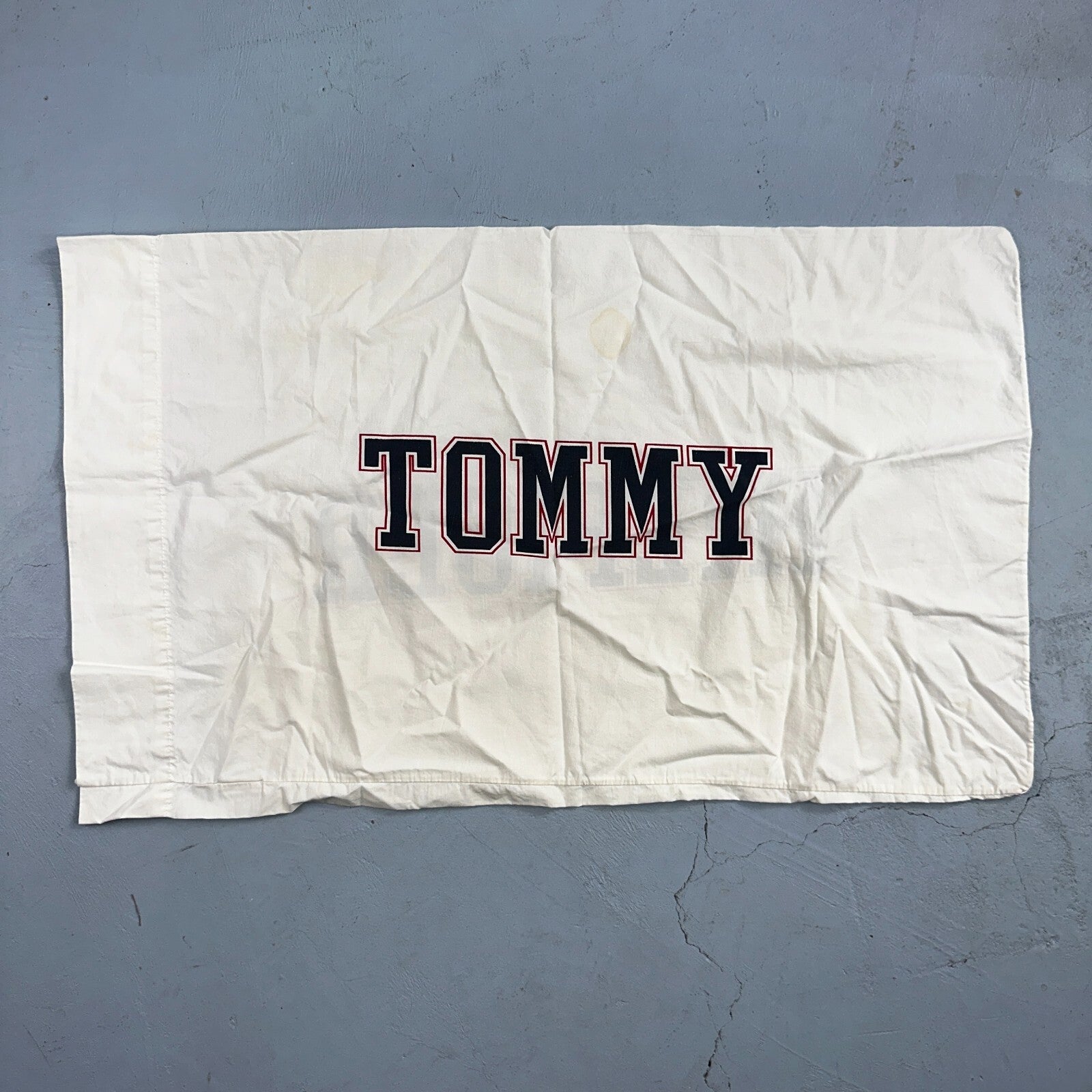 Tommy Hilfiger Vintage Standard Pillowcases White Name Spellout Cool 90s USA