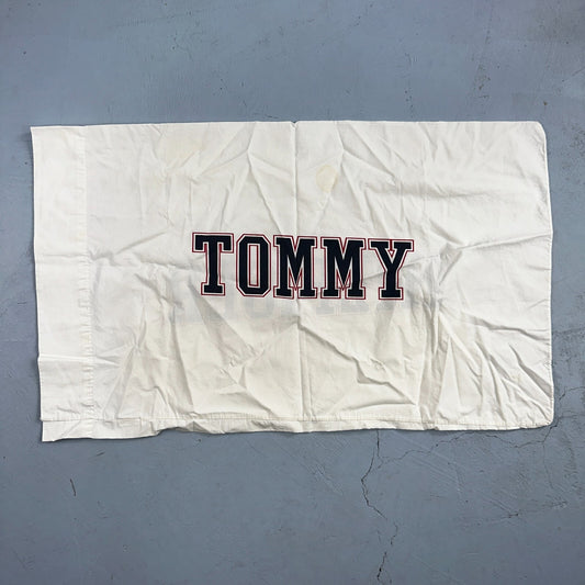 Tommy Hilfiger Vintage Standard Pillowcases White Name Spellout Cool 90s USA
