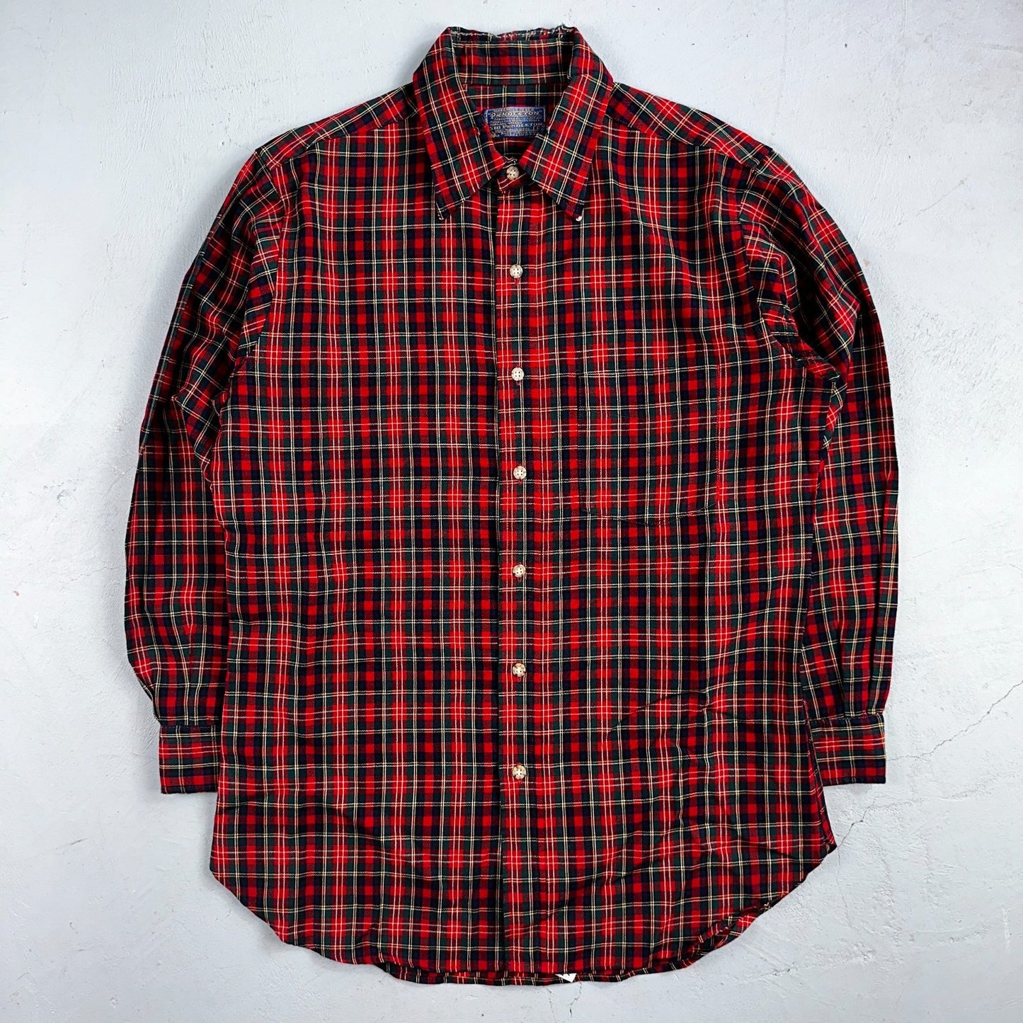 Vintage Pendleton Shirt Mens M Wool Plaid Flannel USA Button 1970s 70s Red