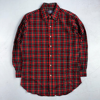 Vintage Pendleton Shirt Mens M Wool Plaid Flannel USA Button 1970s 70s Red