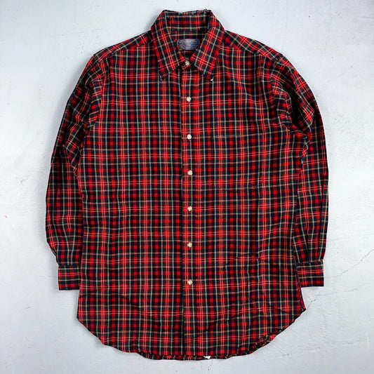 Vintage Pendleton Shirt Mens M Wool Plaid Flannel USA Button 1970s 70s Red