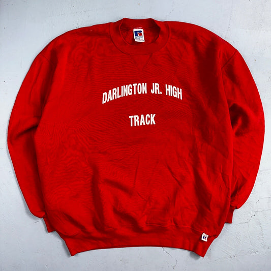 Russell Athletic USA XL Sweatshirt 90s VTG Crewneck Darlington Jr High Track Red