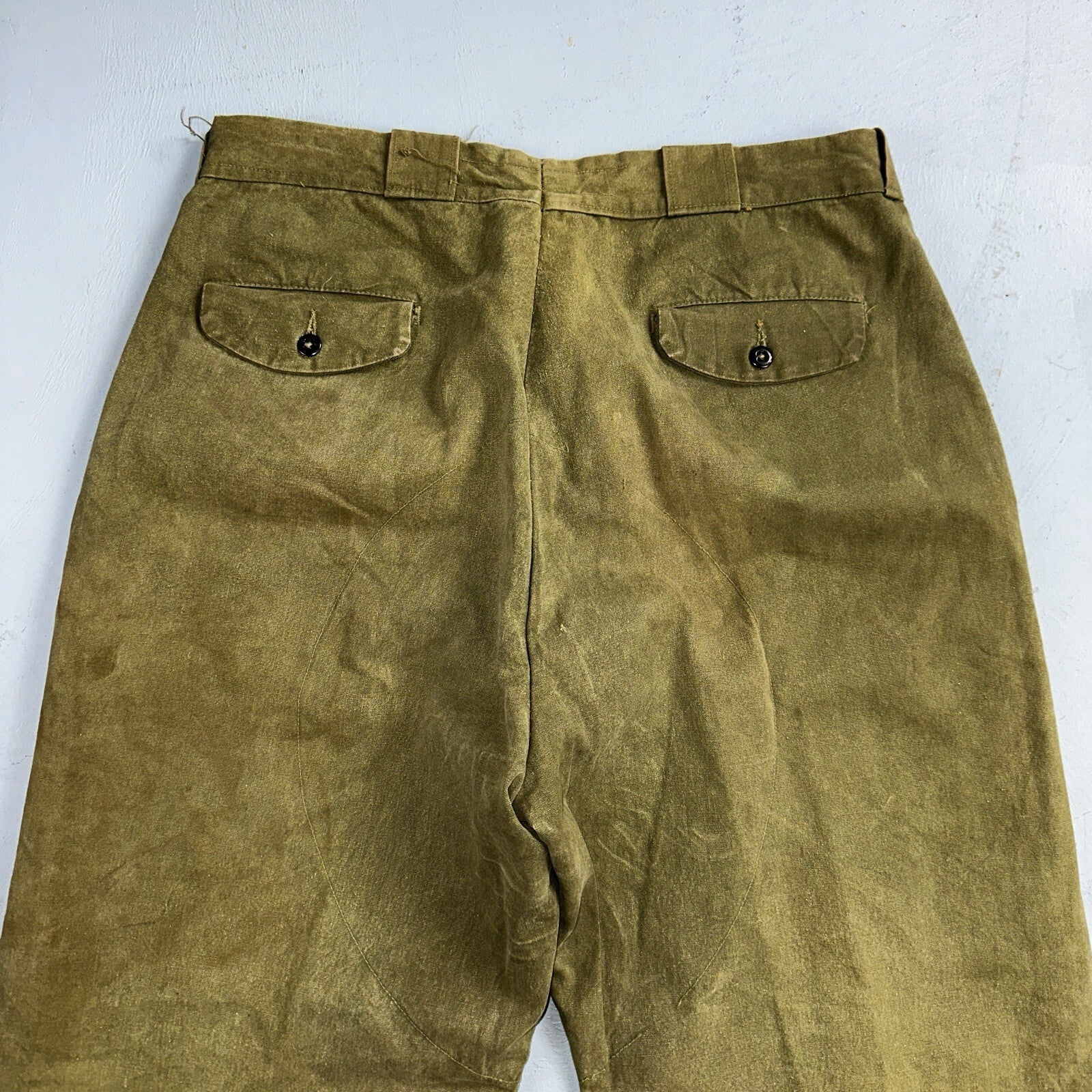Vintage 50s 60s Duck Canvas Hunting Pants Zip Size 33x26 Rockabilly Double Knee