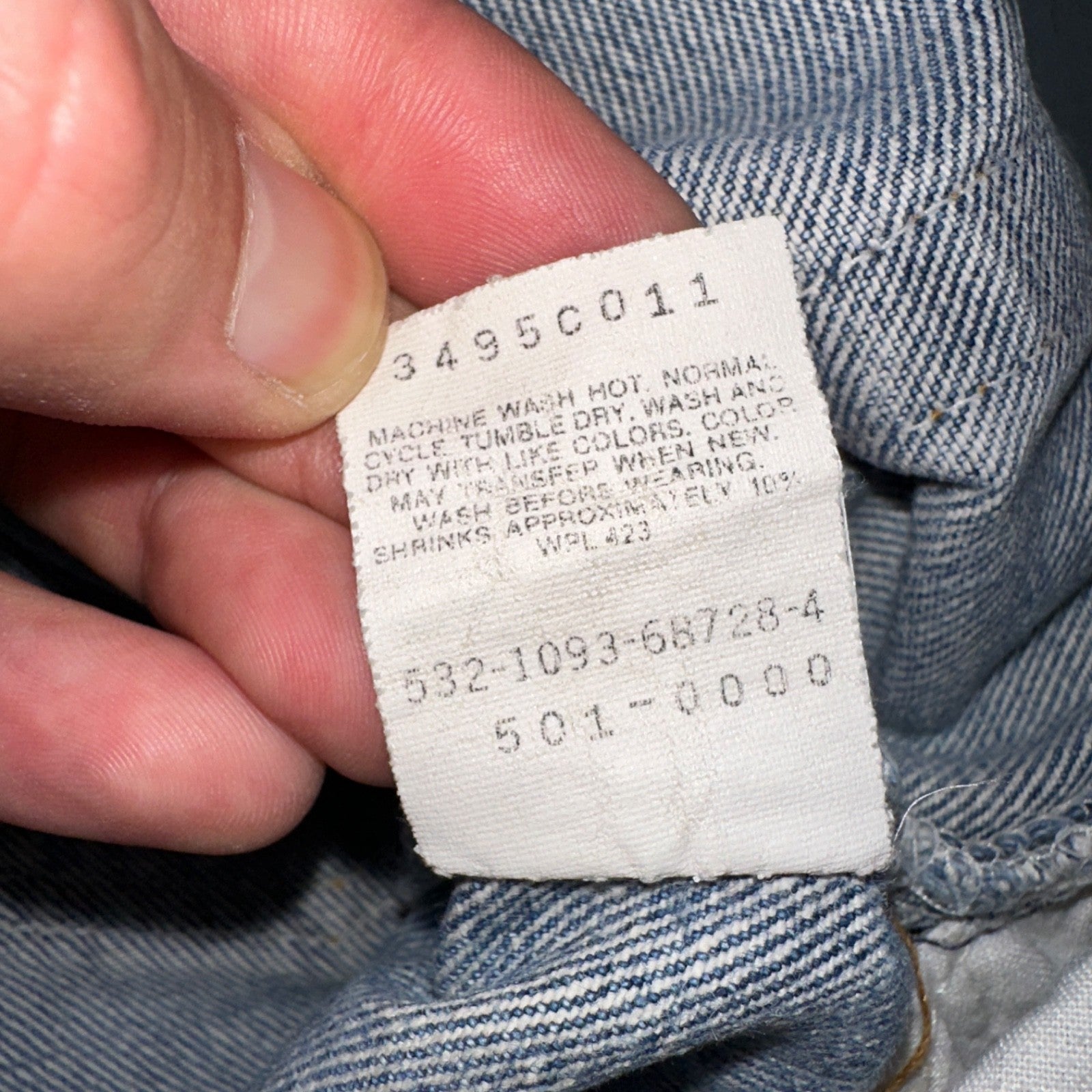 Levis 501 Vintage 90s USA XX Straight Leg Jeans Blue Light Wash 46x32 Act 42x28
