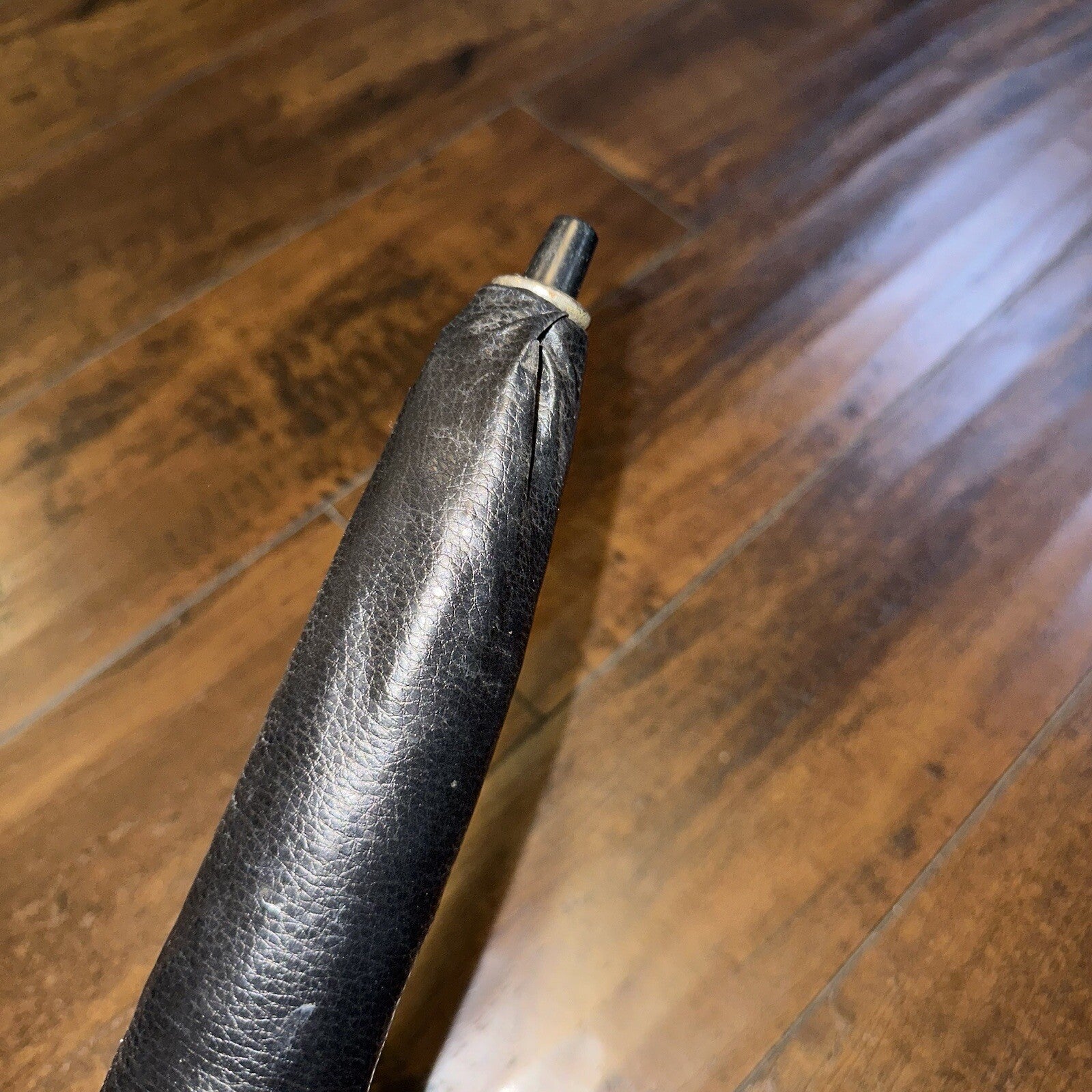 Vintage Telescoping Umbrella Leather Handle and Case 70s 80s Antique Black Basic