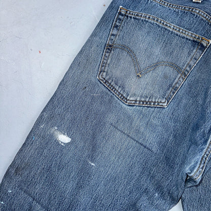 Levis 501 Vintage Y2K XX Straight Leg Jeans Blue Med Wash Paint 38x30 Act 38x29