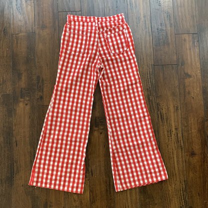 Vintage Levis 60s Big E Flare Red Pants Denim Jeans Boot Cut 517 Checkerboard