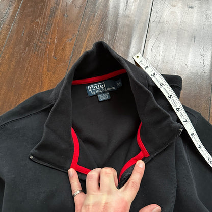VTG Polo Ralph Lauren Pullover Men’s XL Black Big Pony Ski Patch Quarter Zip