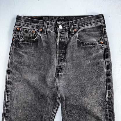 Levis 501 Vintage 90s USA XX Straight Leg Jeans Black Light Wash 32x36 Act 30x27